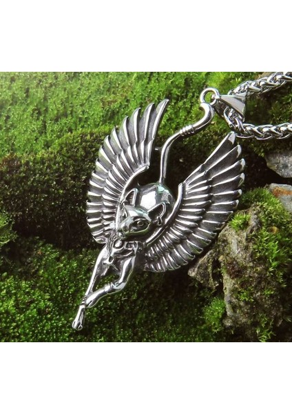 Voyageaccessory Antik Mısır Tanrıça Bastet Sfenks Kedi Madalyon Kolye / 65 cm Zincirli fiyatları