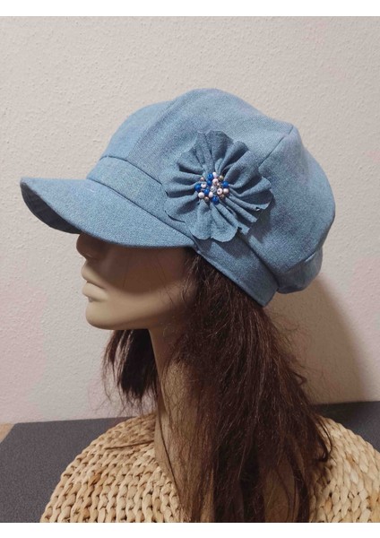 Kot Denim Yazlık Çiçek Detaylı Şapka