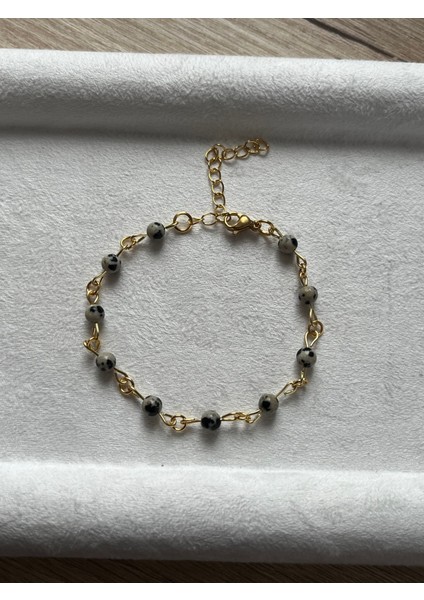 Minimal Bıldırcın Jasper Taşı Zincir Bileklik