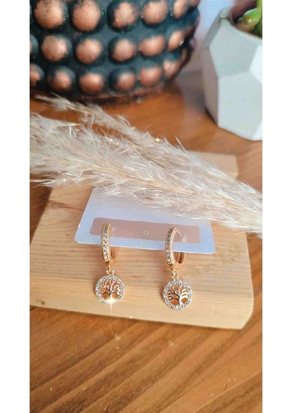 Çelik Hayat Ağacı Zirkon Taşlı Kız Çocuk/yetişkin Küpesi fırsatları