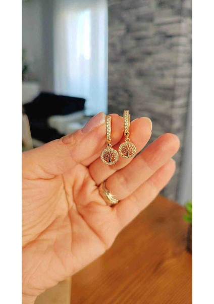 Çelik Hayat Ağacı Zirkon Taşlı Kız Çocuk/yetişkin Küpesi indirimleri