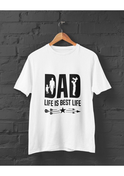 Dad Baskılı Bisiklet Yaka Pamuklu Oversize Tişört