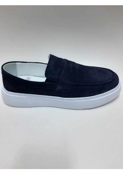 Deri Süet Lacivert Loafer Casual Bağcıksız Hafif Beyaz Taban Yazlık Erkek Ayakkabı C-710389OVTTO
