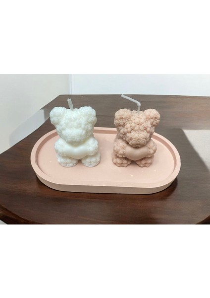 Dekoratif Tabakta Ikili Ayıcık Soya Wax Vegan Mum Set fiyatları