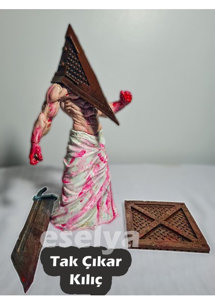 3D Pyramid Head Figür / Silent Hill 2 Heykel / Piramit Kafa / 25CM