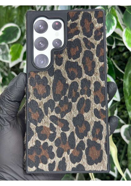 Samsung Galaxy S24 Ultra Leopar Desenli Kadife Kılıf