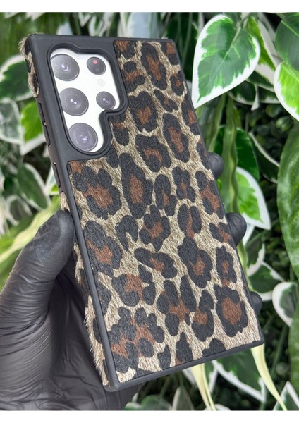 Samsung Galaxy S24 Ultra Leopar Desenli Kadife Kılıf