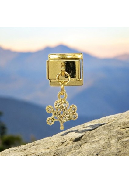 Hayat Ağacı Paslanmaz Çelik Charm Ağaç Gold Charm
