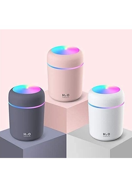 300 ml Ultrasonik Beyaz Ledli Oda&araç Hava Nemlendirici Buhar Makinesi ve Aroma Difüzörü