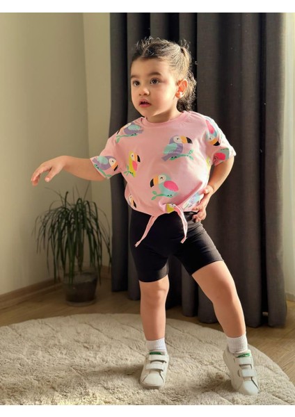 Tropik Kuş Detaylı Kız Çocuk Takım
