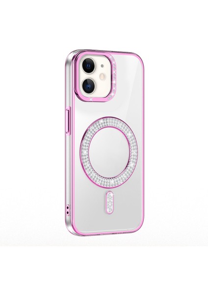 Apple iPhone 11 Kılıf Pırlanta Taş Tasarımlı Kablosuz Şarj Özellikli Karetta Silikon Kapak