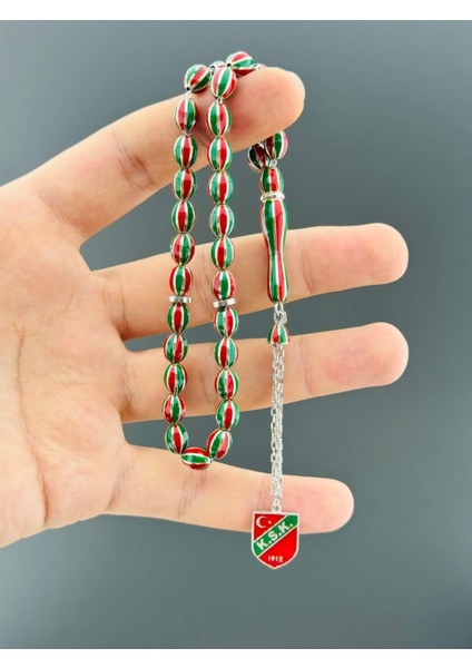 38 gr Gümüş Karşıyakalı Tesbih Beyzi Kesim 6,50X8,50