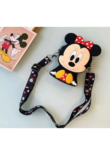 Minnie Mickey Mouse Silikon Askılı Ayarlı Çanta Cüzdan