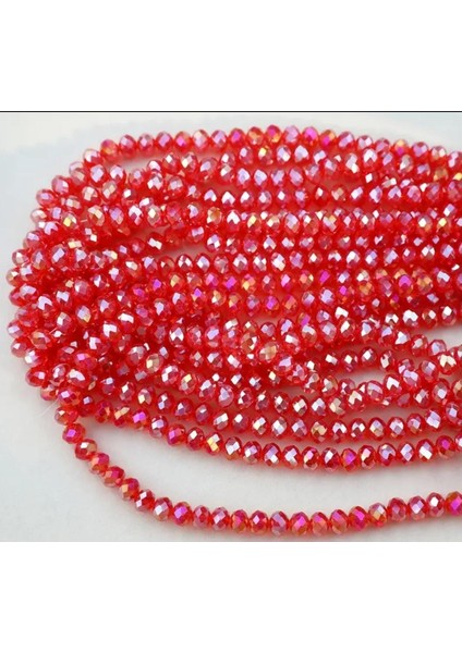 4 Mm Kristal Boncuk Kırmızı (5 Dizi)