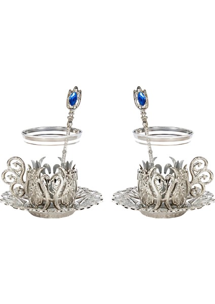 İkili Osmanlı Lale Dekorlu Kuplu Çay Bardağı, Çay Kaşığı & Tepsili fiyatları