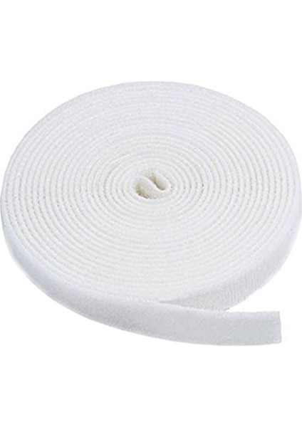 Cırt Cırt Sabitleyici Kablo Düzenleyici 5 Metre x 1cm Kanca ve Döngü Kayışları, Tekrar Kullanılabilir, Çift Taraflı Kanca Rulo Düzenleyici Kayışlar, Bağlama Bandı (Beyaz)