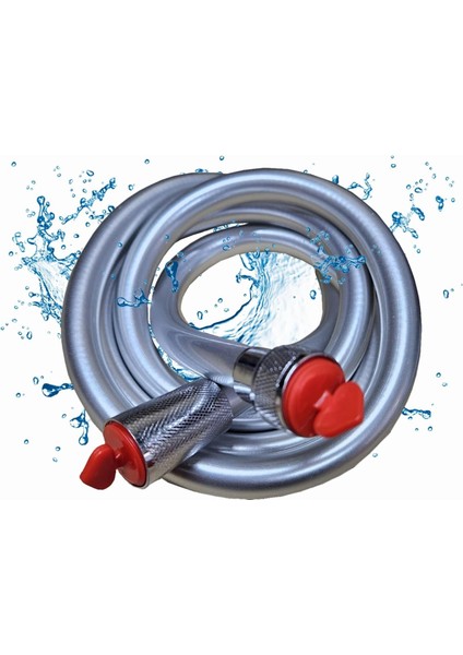 Pürüzsüz Yumuşak Pvc Hortum Bükülmez ve Dayanıklı Duş Hortumu 1,5 M Bükülmez Pirinç Bağlantılar 1/2g... (Gümüş)