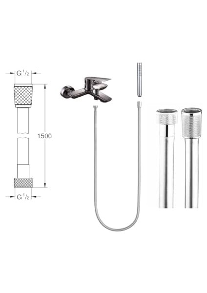 Pürüzsüz Yumuşak Pvc Hortum Bükülmez ve Dayanıklı Duş Hortumu 1,5 M Bükülmez Pirinç Bağlantılar 1/2g... (Gümüş) fiyatları