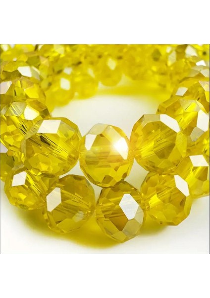 8 Mm 5 Dizi Şeffaf Sarı Kristal Boncuk Tesbih Boncuğu