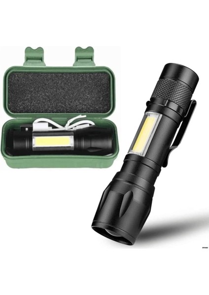 Taktikal LED El Feneri - USB Şarjlı, Ultra Güçlü Işık, Kompakt Mini Boy, Kamp, Acil Durum ve Dış Mekan Kullanımı, A++ Enerji Sınıfı