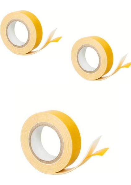 3 Adet Çift Taraflı Yapıştırma Köpük Bantı -Tablo Asmak Şerit LED Montaj Yapıştırıcı Bandı (16MM x 1,5 Mt)