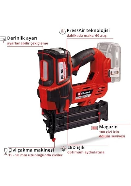 Professional Akülü Çivi Çakma Tabancası Fıxetto 18/50 N Power X-Change (18V, 60 Atış/dk, Maksimum 50 mm Çivi Uzunluğu, Derinlik Ayarı, Tekli/seri Atış Modu, 500 Çivi Dahil) - 4257795