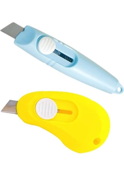 2 Adet Çelik Bıçaklı Mini Tekli Falçata Maket Bıçağı, 2 Farklı Model Portatif Küçük Falçata