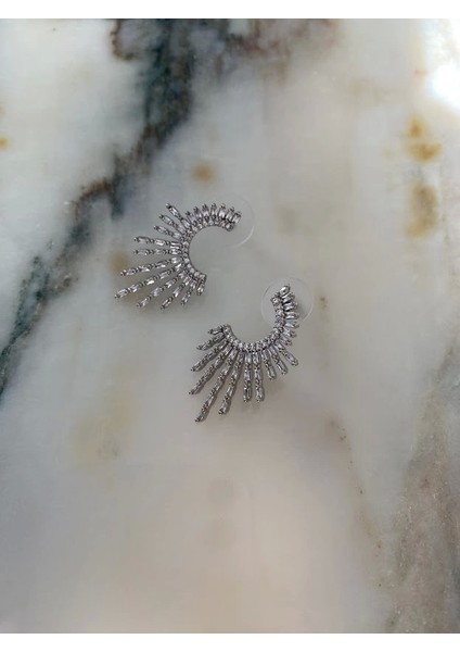 'c'formlu Kristal Taşlı şık Küpe