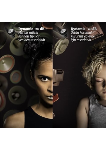 Ear Filter -20 Db Konserler, Müzisyenler, Motosikletçilik, Motor Sporları ve Çocuklar Için Kulak Tıkaçları Yeniden Kullanılabilir Işitme Koruması Yüksek Konfor — 4 Farklı Boyutta Kulak Tıkacı