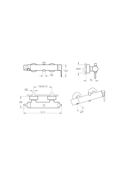 Suit A42818 Banyo Bataryası, Krom