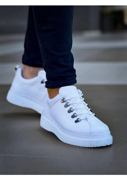 Kb-X4 Kuback Beyaz Cilt Yüksek Taban Bağcıklı Günlük Erkek Ayakkabı modelleri