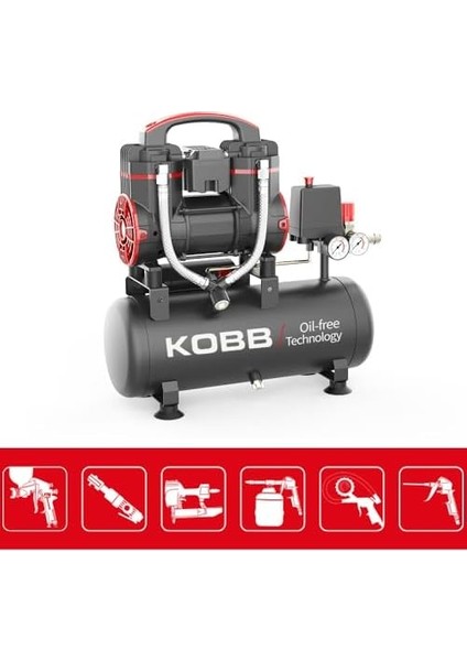 KBK8S 1.2hp 8lt 8bar Yağsız Sessiz Taşınabilir Hava Kompresörü