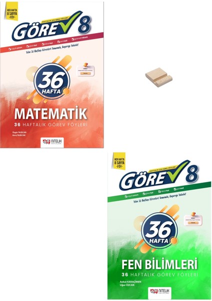 Lgs 8. Sınıf Matematik ve Fen Bilimleri 36 Haftalık Görev Föyleri + Telefon Tutucu