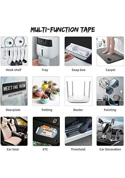 Yıkanabilir, Iz Bırakmayan, Çift Taraflı, Yapışkan, Şeffaf Nano Bant, Ekstra Güçlü, Kalıntı Bırakmaz, Çıkarılabilir ve Tekrar Kullanılabilir, Halı Sabitlemesi Için, Duvar Dekorasyonu, 1 Rulo, 3 Metre