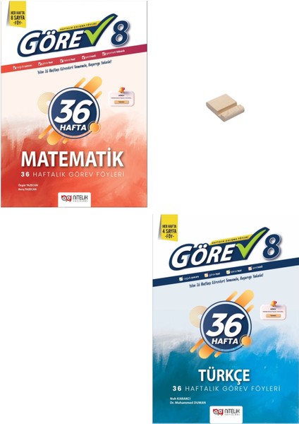 Lgs 8. Sınıf Matematik ve Türkçe 36 Haftalık Görev Föyleri + Telefon Tutucu