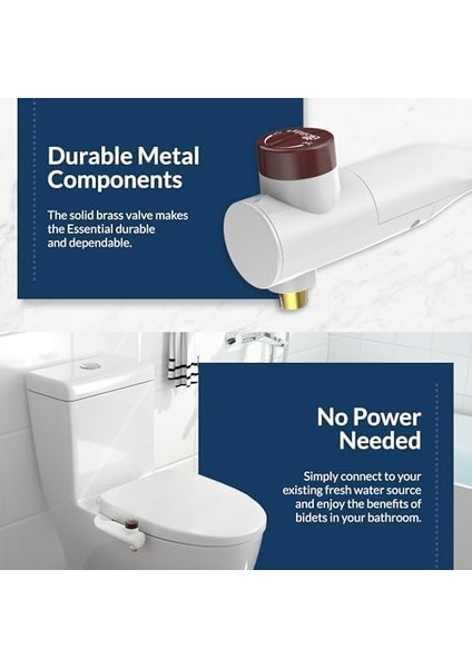 Toilet Attachment Bidet Easy To Install, Brass Inlet And Internal Valve, White