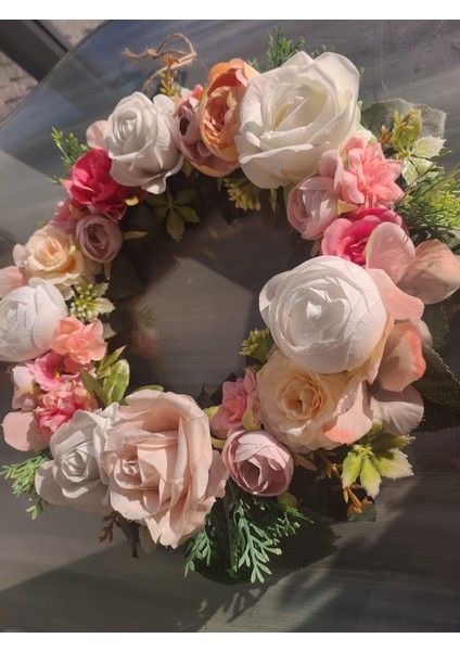 Gül Temalı Kapı Süsü 30 Cm, Çelenk ,dekor, Hediye