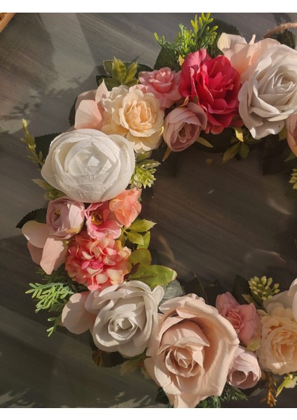 Gül Temalı Kapı Süsü 30 Cm, Çelenk ,dekor, Hediye