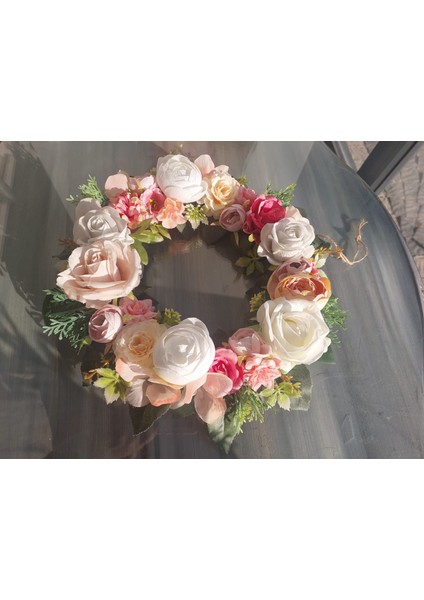 Gül Temalı Kapı Süsü 30 Cm, Çelenk ,dekor, Hediye