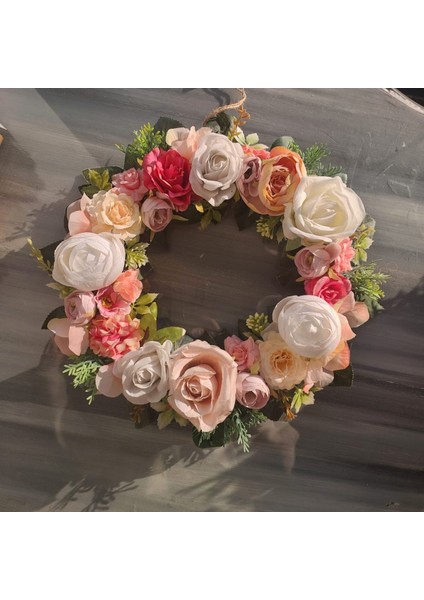 Gül Temalı Kapı Süsü 30 Cm, Çelenk ,dekor, Hediye