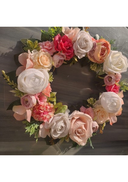 Gül Temalı Kapı Süsü 30 Cm, Çelenk ,dekor, Hediye