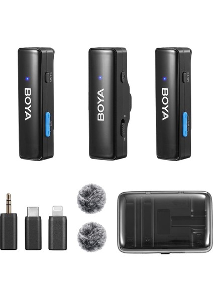 Boyalınk Iphone/android/kamera Vlogging Için Kablosuz Yaka Mikrofonu, Hepsi Bir Arada Yaka Çift Mikrofon Sistemi ve Aydınlatma ve Usb-C Girişleri ve Akıllı Telefonlar/dslr Için Pil Kutusu Youtube