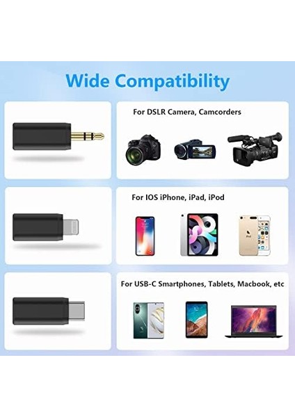 Boyalınk Iphone/android/kamera Vlogging Için Kablosuz Yaka Mikrofonu, Hepsi Bir Arada Yaka Çift Mikrofon Sistemi ve Aydınlatma ve Usb-C Girişleri ve Akıllı Telefonlar/dslr Için Pil Kutusu Youtube