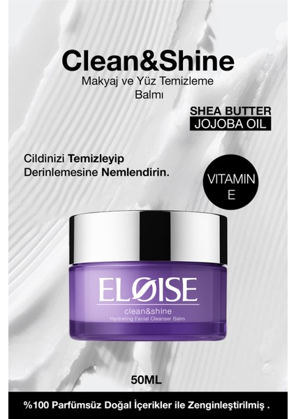 Clean&shine Makyaj ve Yüz Temizleme Balmı 50 ml Kokusuz Tüm Cilt Tiplerine Uygun