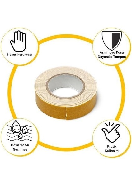 Evin® Çok Amaçlı Tüm Yüzeylerde Kullanıma Uygun Beyaz Çift Taraflı Köpük Sünger Montaj Bant fırsatları