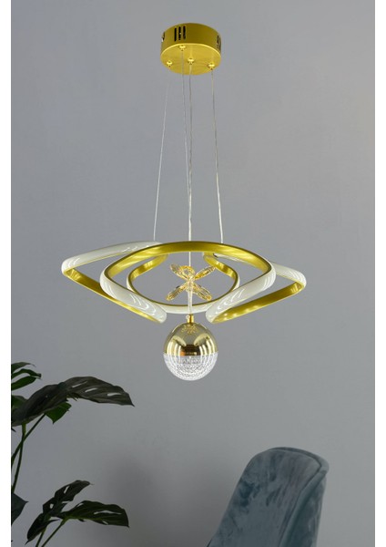 Gold Drone Tasarımlı Toplu LED Sarkıt Avize - 3 Renk, 50W