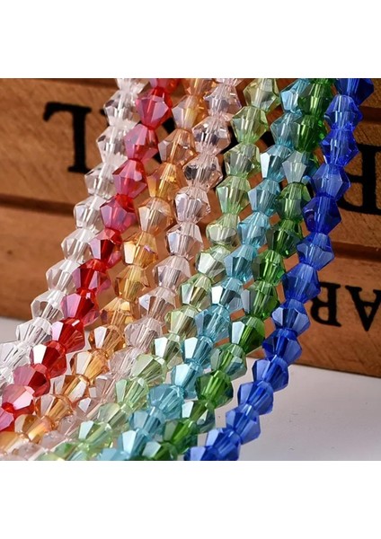 4 Mm 8 Renk Piramit Kristal Boncuk Cam Boncuk Takı Yapım Malzemeleri