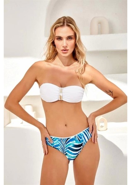 254217 Biye Detaylı Soft Straplez Bikini Takımı Mavi modelleri