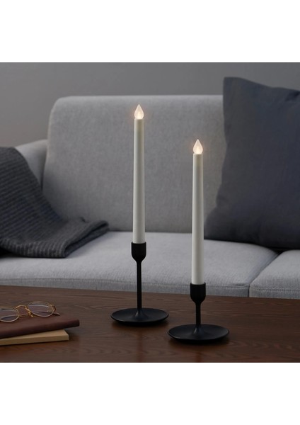 Ikea Adellövtrad Led'li Şamdan Mumu, Beyaz, 28 Cm, 2 Adet