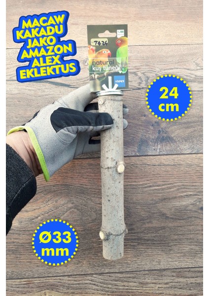 Venty 24 cm Doğal Papağan Tüneği | Macaw, Kakadu, Jako, Amazon, Eklektus, Alexander, Kayık - T424